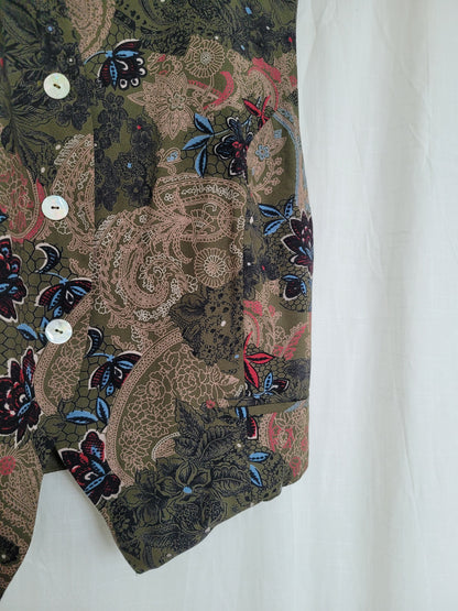 💚 The Velvet Meadow - vintage vest with paisley and flower patterns - size M