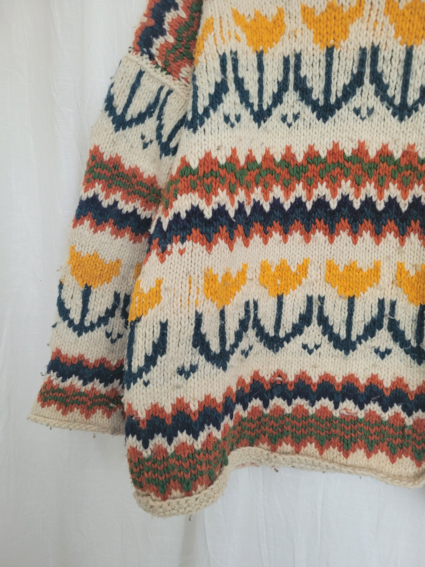 🧶 Boxy Bloom - vintage knitted sweater with tulip design - size XL