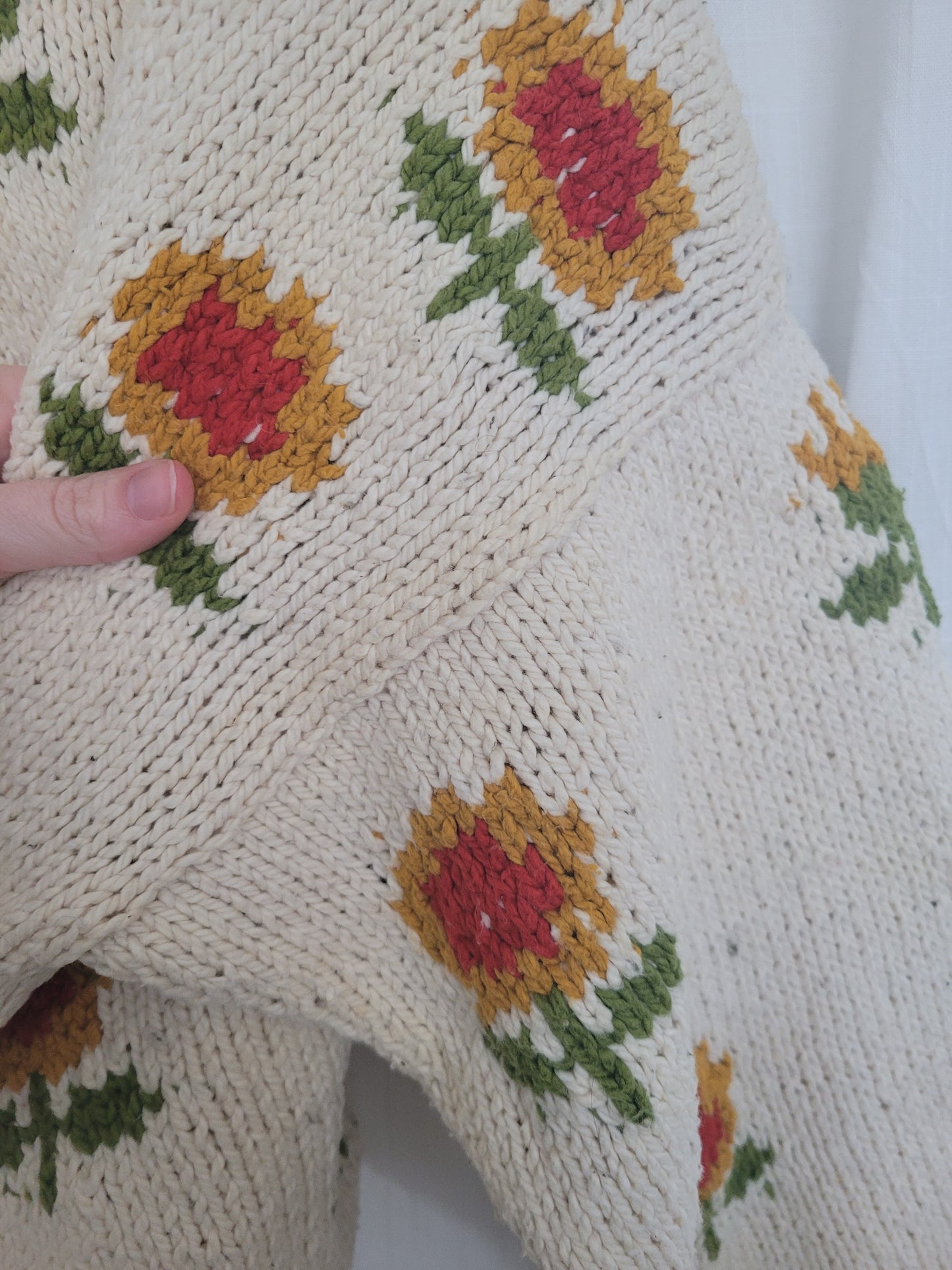 🌻 Sunflower Story Knit - vintage Amano knit with sunflower design - size L