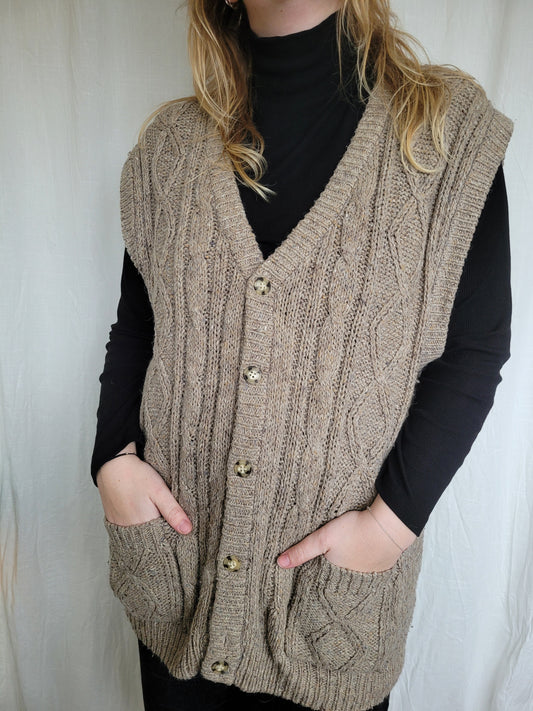 🌿 Pocket Daydream - vintage cable knitted spencer - size L/XL