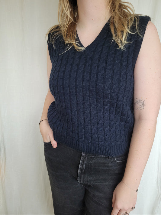 🌊 Deep Sea - vintage cable knitted spencer - size M
