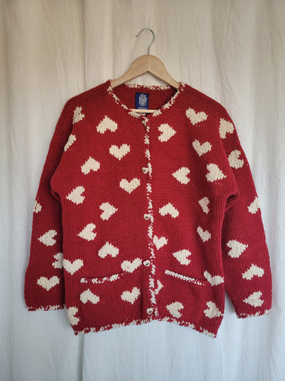 ❤️ Sweetheart Cozy - vintage cardigan by Amano with heart pattern - size S/M