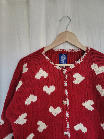 ❤️ Sweetheart Cozy - vintage cardigan by Amano with heart pattern - size S/M