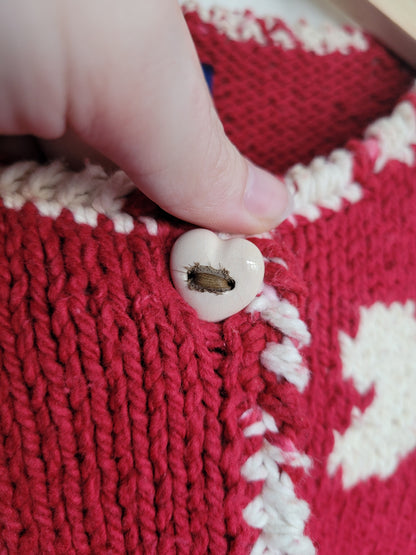 ❤️ Sweetheart Cozy - vintage cardigan by Amano with heart pattern - size S/M