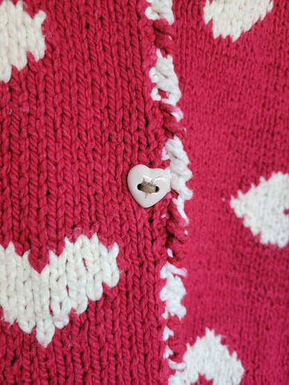 ❤️ Sweetheart Cozy - vintage cardigan by Amano with heart pattern - size S/M