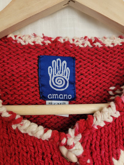 ❤️ Sweetheart Cozy - vintage cardigan by Amano with heart pattern - size S/M