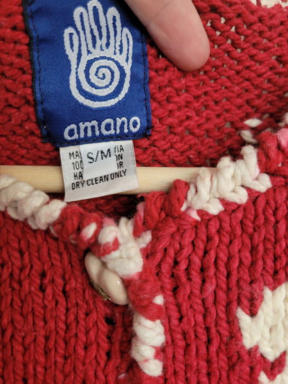 ❤️ Sweetheart Cozy - vintage cardigan by Amano with heart pattern - size S/M