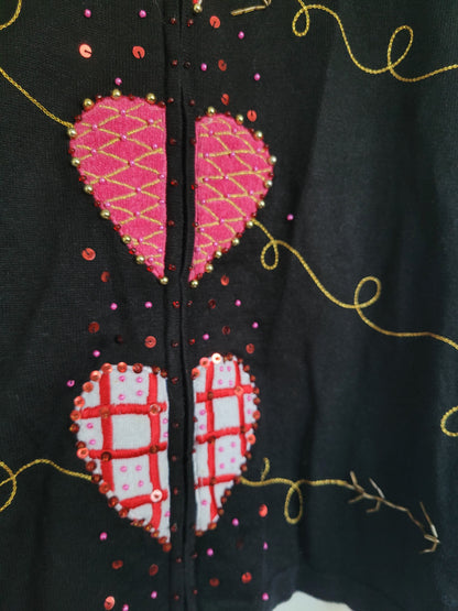 🌙 Hearts Aligned - vintage cardigan with embroidered hearts - size M