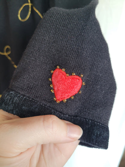 🌙 Hearts Aligned - vintage cardigan with embroidered hearts - size M