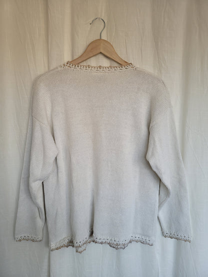 🤍 Soft Romance - vintage cardigan with embroidered details - size M/L