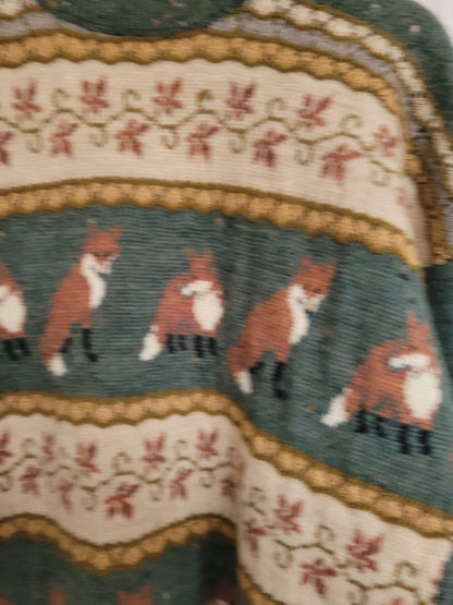 🦊 Woodland Companion - vintage knitted sweater with fox and flower pattern - size M/L