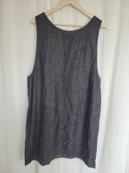 🐚 Under the Sea - vintage denim jumper dress with embroidered fish - size L/XL