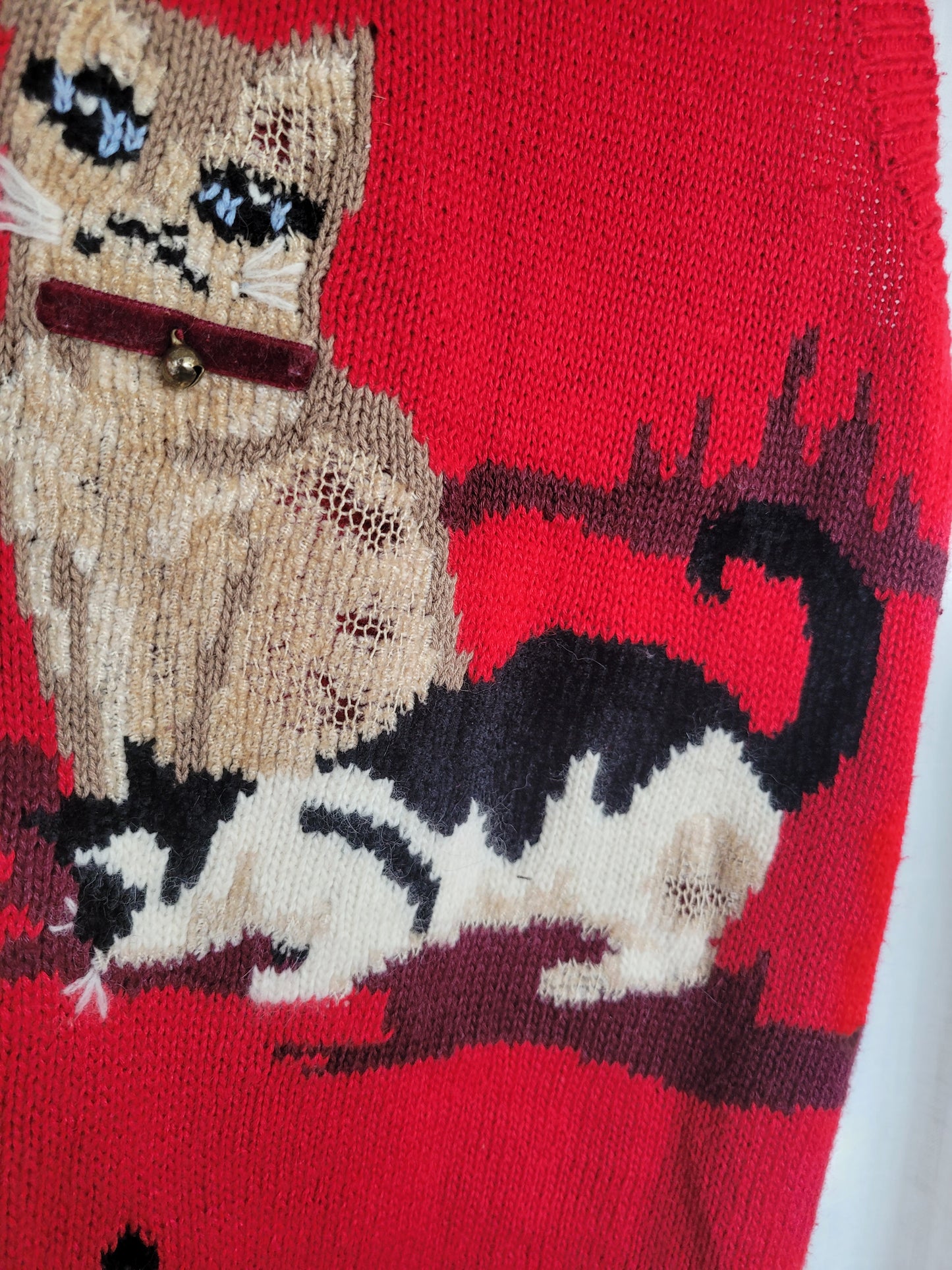 🎀 Bows & Bells - vintage spencer with cat images - size M