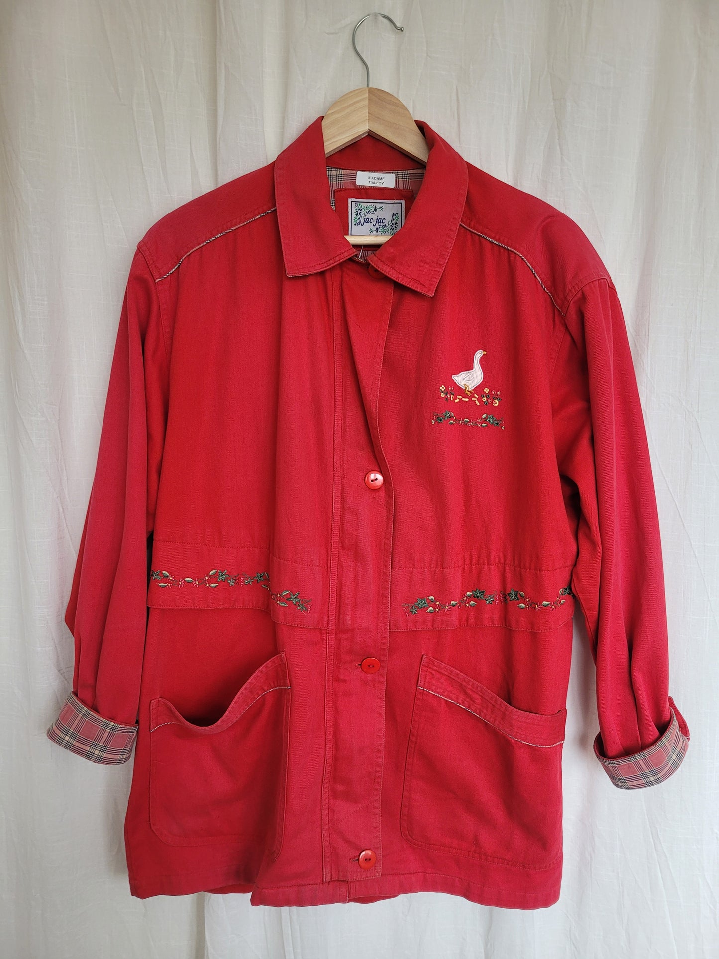 🧵 Country Stroll - vintage coat with embroidered geese - size M/L