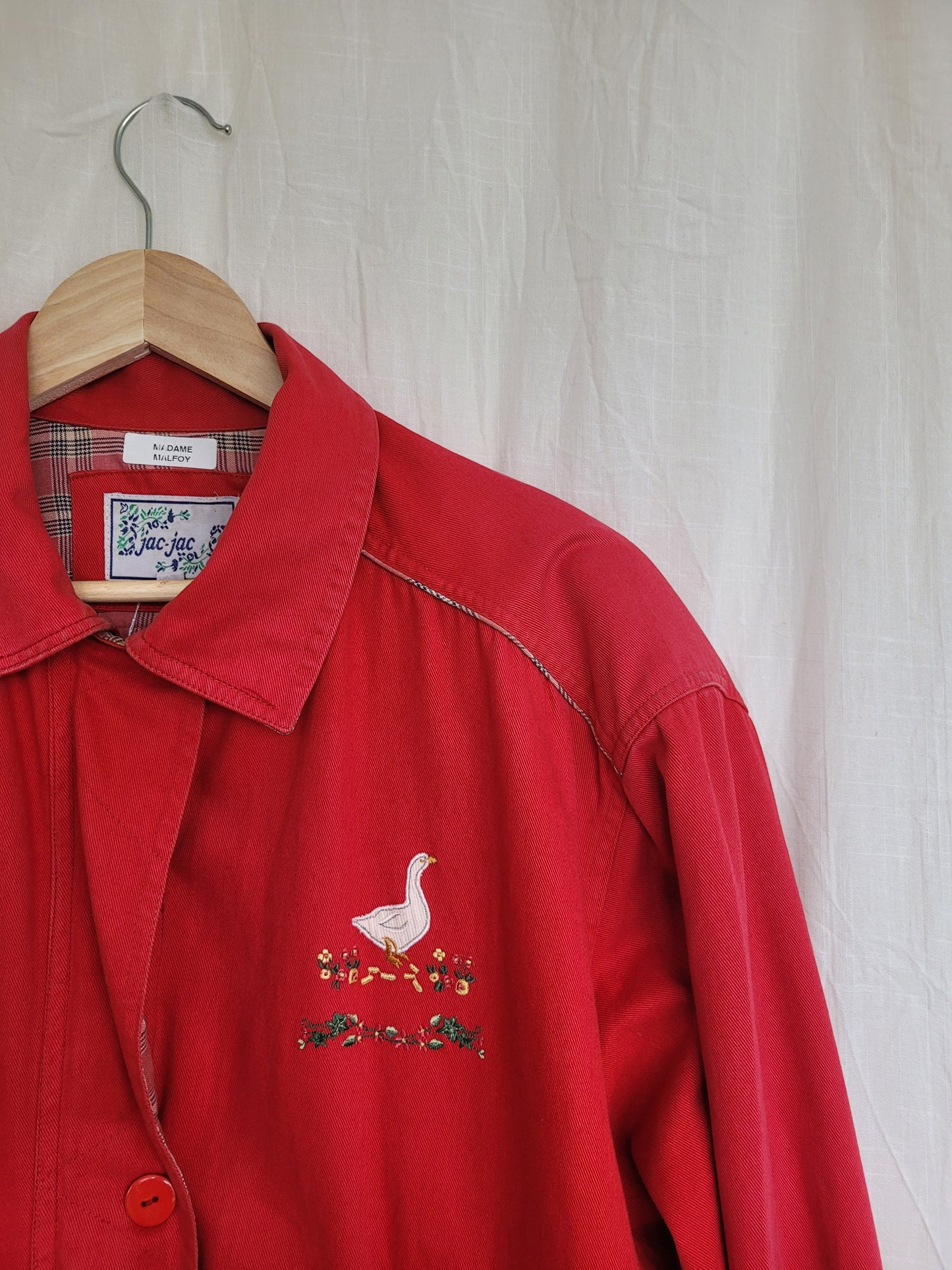 🧵 Country Stroll - vintage coat with embroidered geese - size M/L