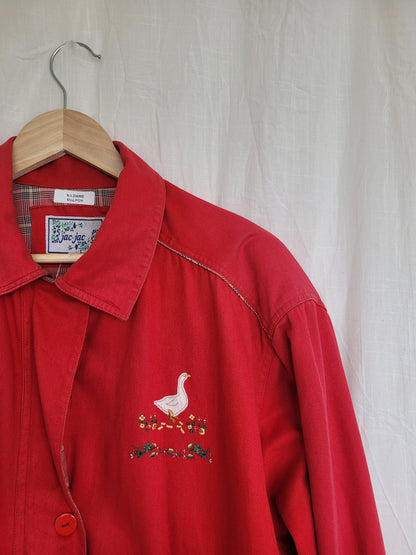 🧵 Country Stroll - vintage coat with embroidered geese - size M/L