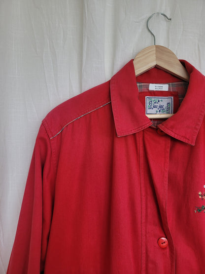 🧵 Country Stroll - vintage coat with embroidered geese - size M/L