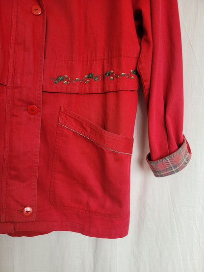 🧵 Country Stroll - vintage coat with embroidered geese - size M/L