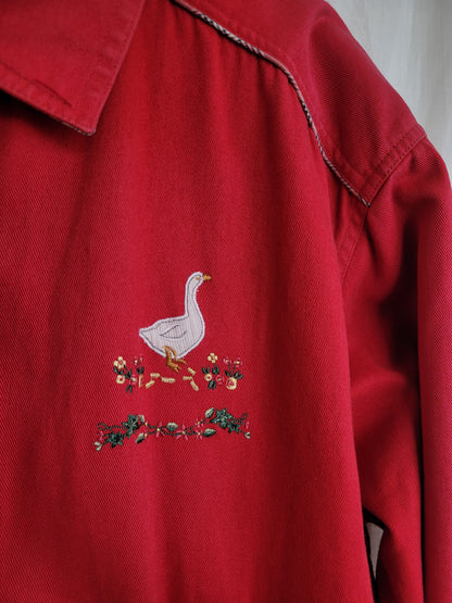 🧵 Country Stroll - vintage coat with embroidered geese - size M/L