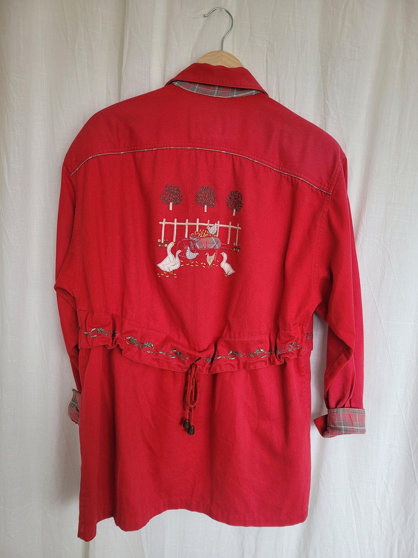 🧵 Country Stroll - vintage coat with embroidered geese - size M/L