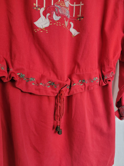 🧵 Country Stroll - vintage coat with embroidered geese - size M/L