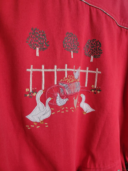 🧵 Country Stroll - vintage coat with embroidered geese - size M/L