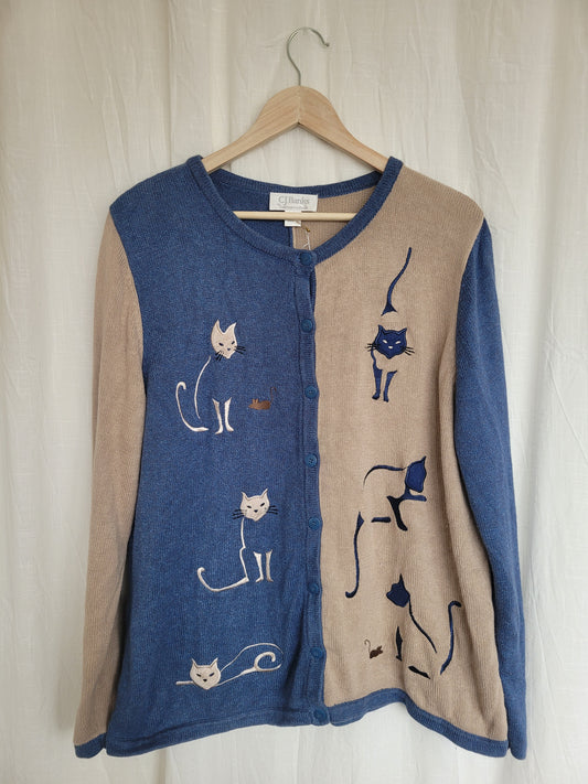 🐈 Cat Collector - vintage cardigan with embroidered cats - size XL