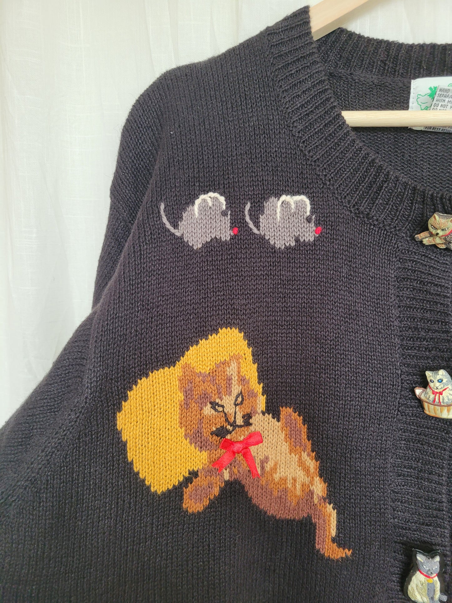 🔔 Purr & Jingle - vintage cardigan with cat images and buttons - size XL/XXL