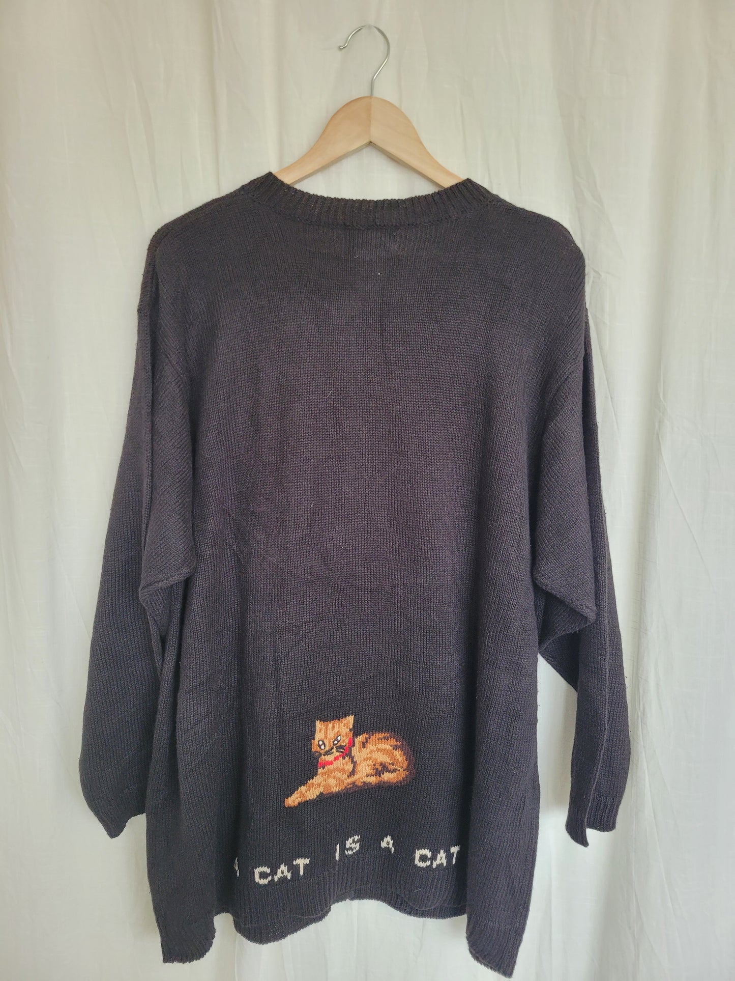 🔔 Purr & Jingle - vintage cardigan with cat images and buttons - size XL/XXL