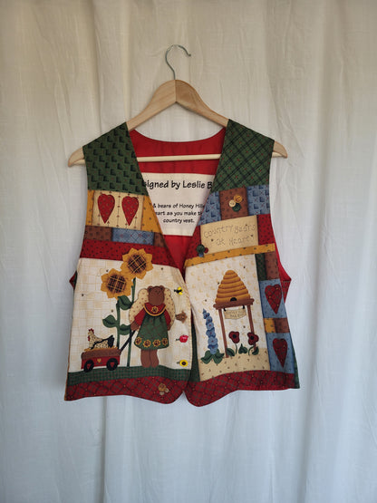 🌼 Sweet as Honey - vintage vest with bears and bees - size M