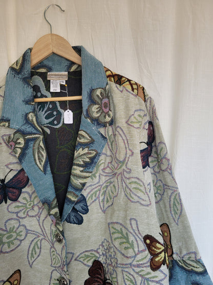 💙 Garden in Motion - vintage tapestry butterfly jacket - size L/XL