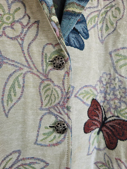 💙 Garden in Motion - vintage tapestry butterfly jacket - size L/XL