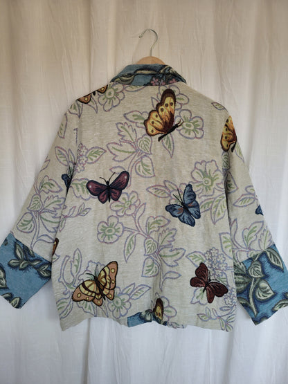 💙 Garden in Motion - vintage tapestry butterfly jacket - size L/XL