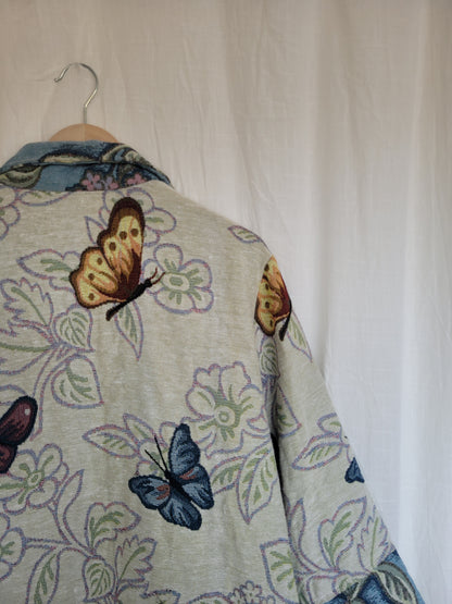 💙 Garden in Motion - vintage tapestry butterfly jacket - size L/XL