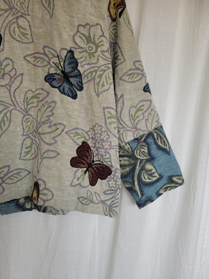 💙 Garden in Motion - vintage tapestry butterfly jacket - size L/XL