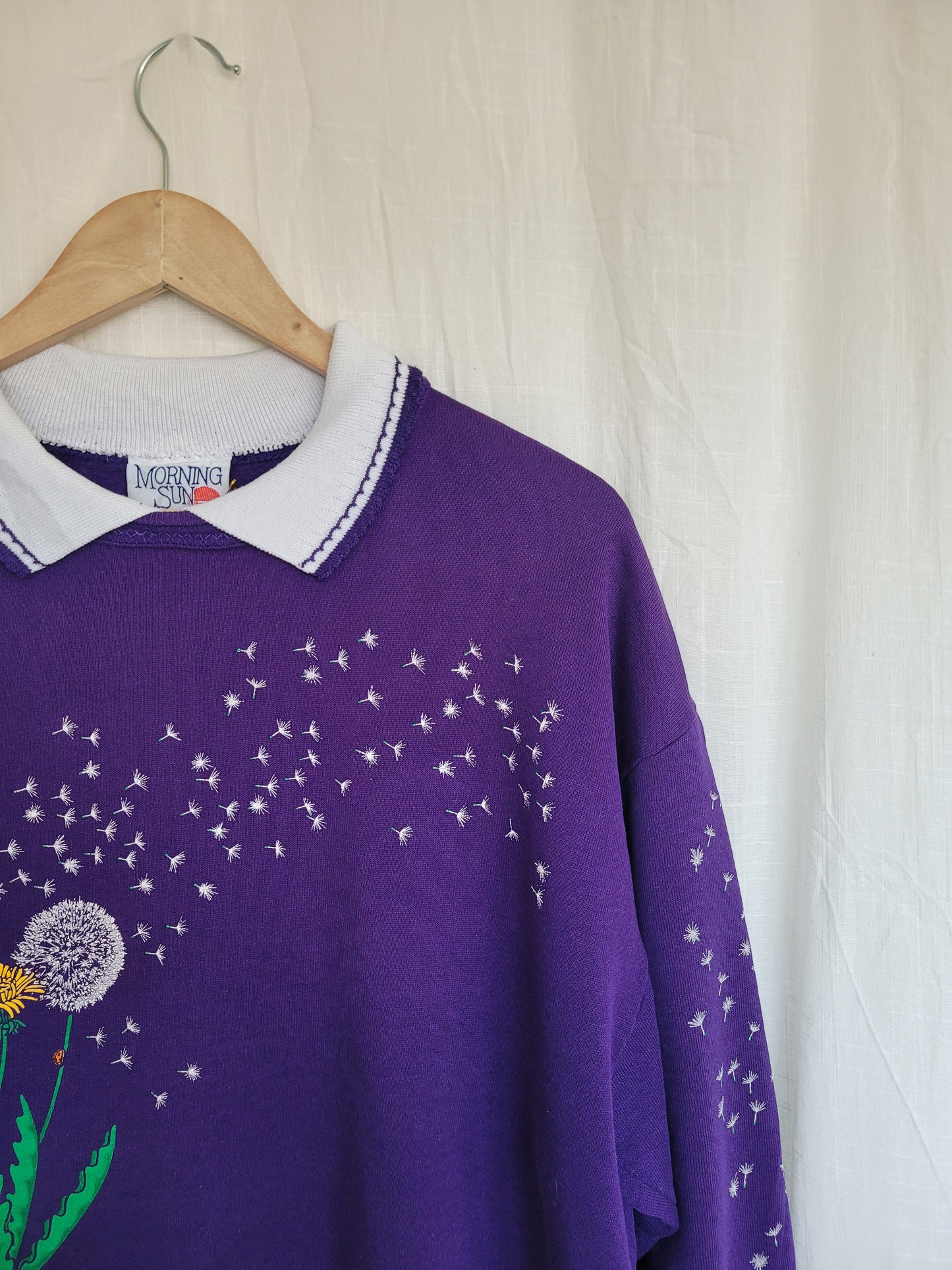 💜 Make a Wish - vintage crewneck sweater with dandelions and ladybugs - size M