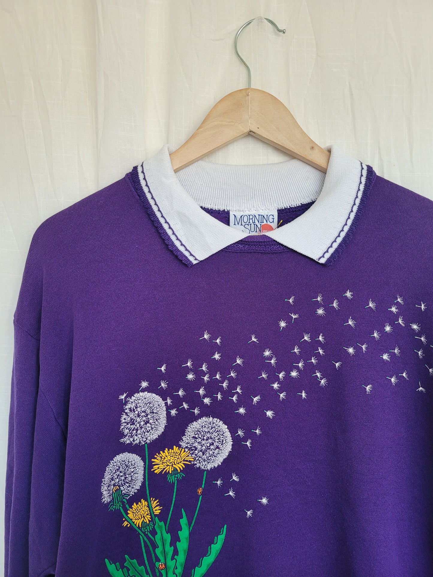 💜 Make a Wish - vintage crewneck sweater with dandelions and ladybugs - size M