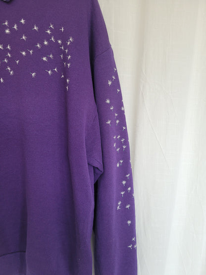 💜 Make a Wish - vintage crewneck sweater with dandelions and ladybugs - size M