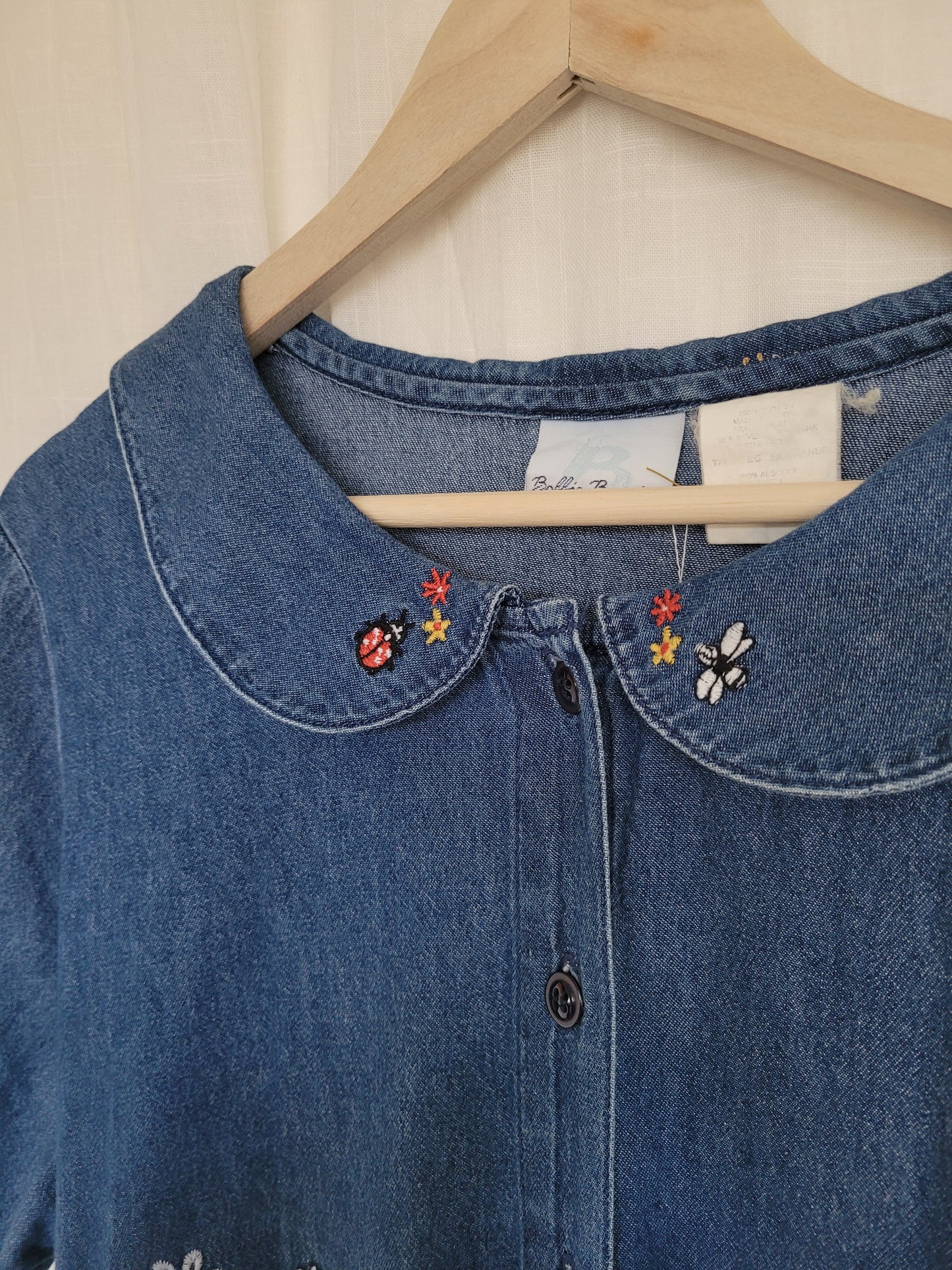 ✨ Sunny Meadow - vintage denim dress with embroidered details - size L