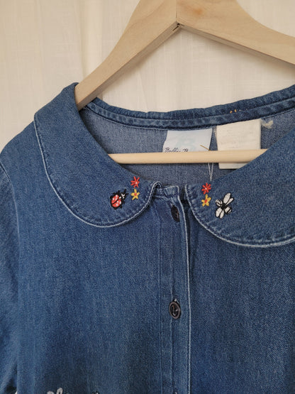 ✨ Sunny Meadow - vintage denim dress with embroidered details - size L