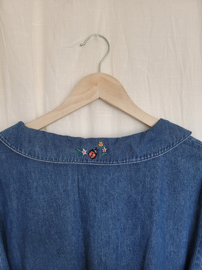 ✨ Sunny Meadow - vintage denim dress with embroidered details - size L