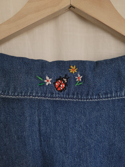 ✨ Sunny Meadow - vintage denim dress with embroidered details - size L