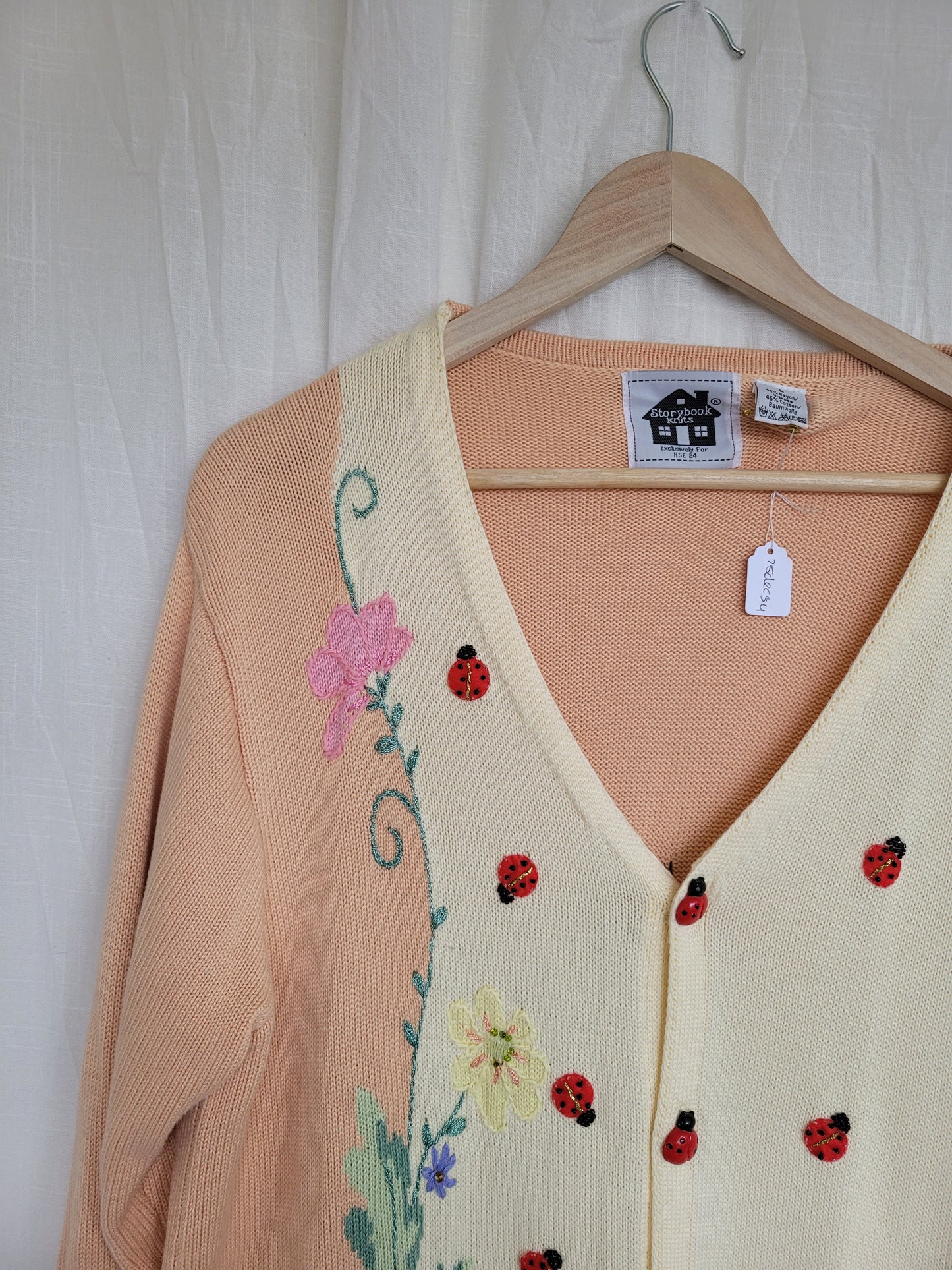 🌼 Ladybird Garden - vintage cardigan with ladybirds (Perfectly Imperfect) - size L