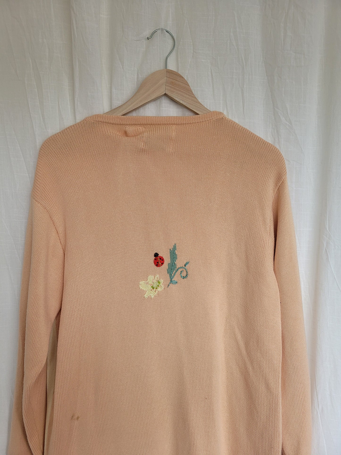 🌼 Ladybird Garden - vintage cardigan with ladybirds (Perfectly Imperfect) - size L