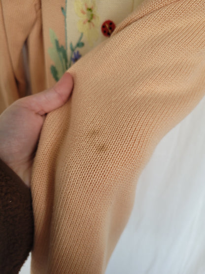 🌼 Ladybird Garden - vintage cardigan with ladybirds (Perfectly Imperfect) - size L