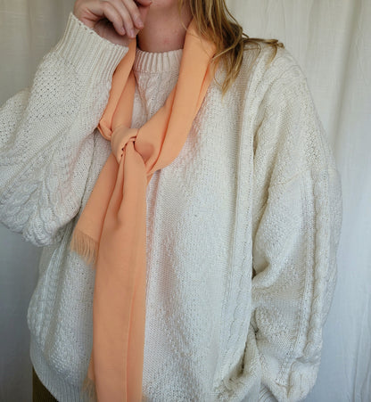 🌿 Sunset Fringe - vintage soft orange scarf