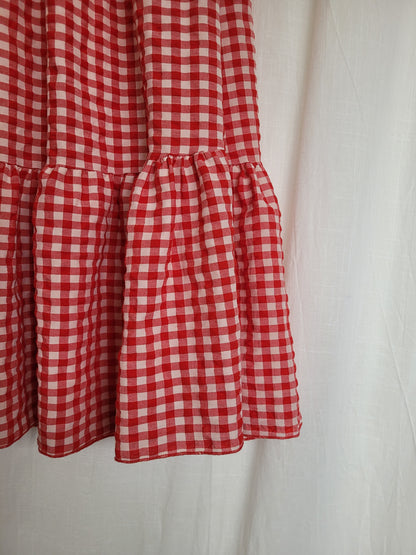 🍓 Strawberry Picnic - vintage red/white gingham skirt - size M to XL