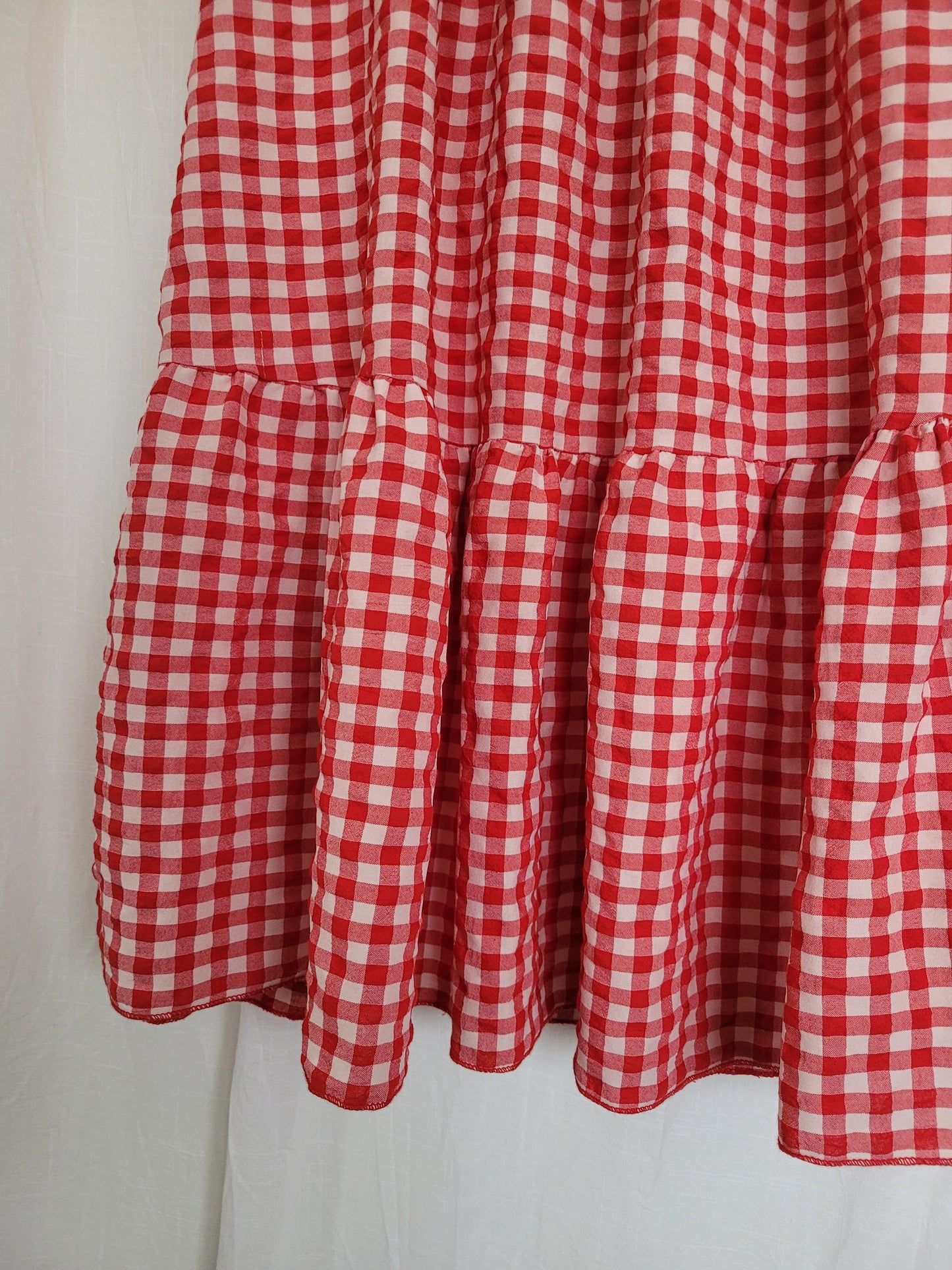 🍓 Strawberry Picnic - vintage red/white gingham skirt - size M to XL