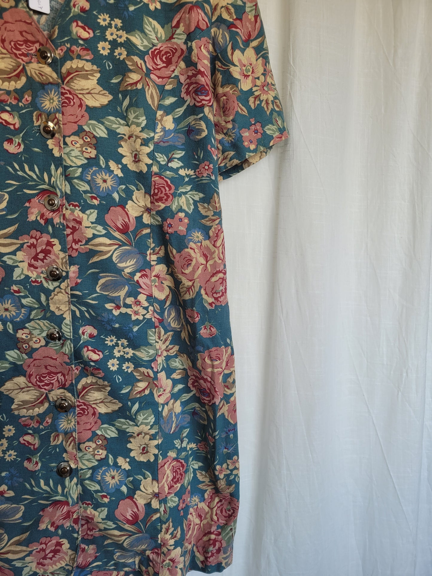 🌼 Spring Sky - vintage blue dress with flower pattern - size S