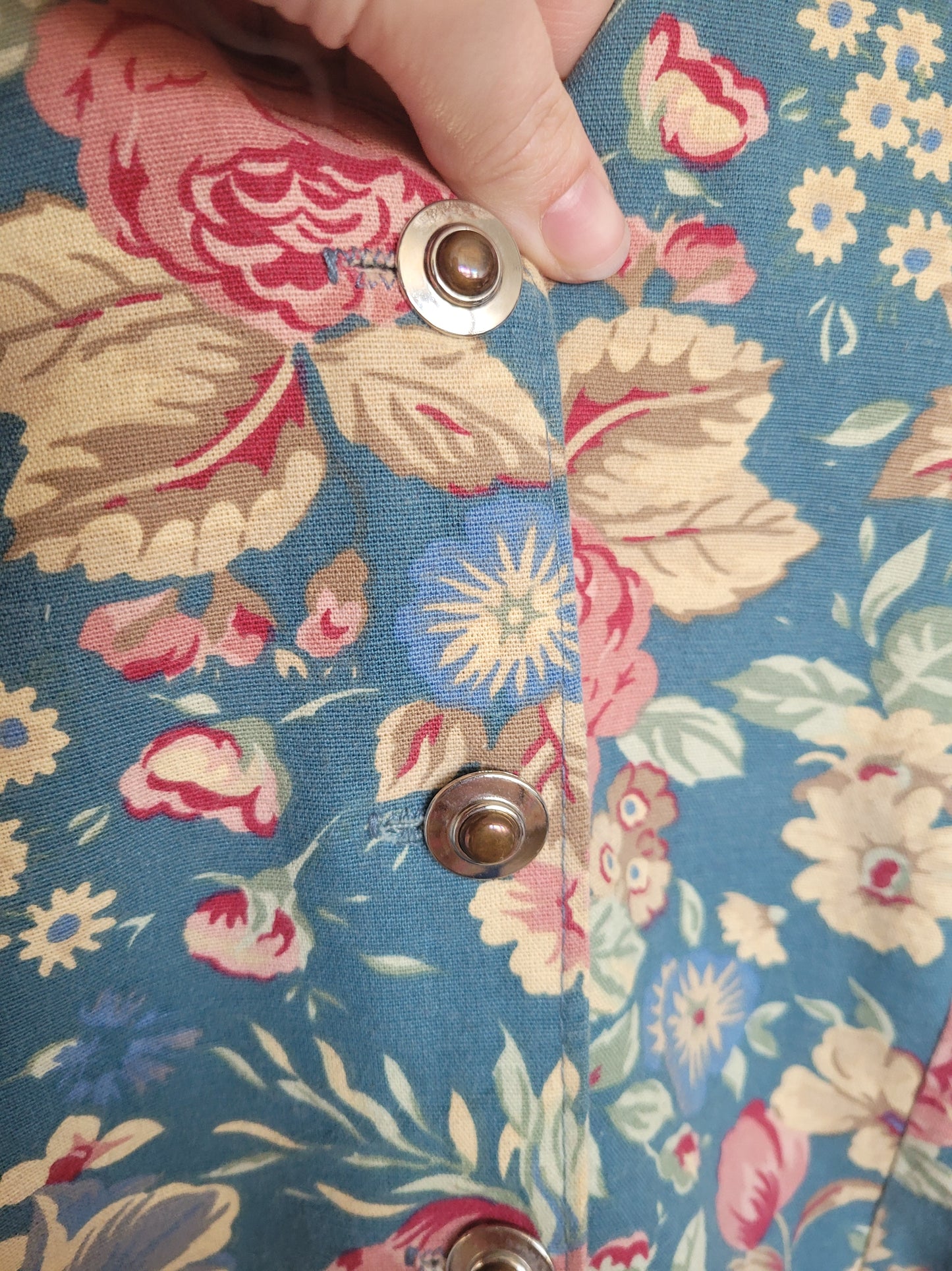 🌼 Spring Sky - vintage blue dress with flower pattern - size S